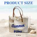Women Large Beach Canvas Tote Bag Summer Vibes Beach Bag Big Capacity Tassel Handbag