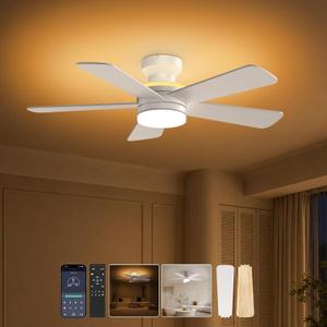 42 Inch Low Profile Ceiling Fan with Light and Remote, Black