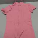 OQQ Women Rompers Ribbed Short Sleeve Zip Front Stretch Tummy Control Yoga Workout Rompers (Small, Dry Rose)