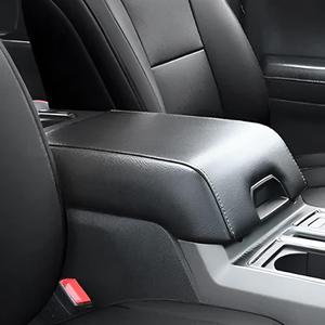 A ABIGAIL Center Console Armrest Cover Compatible with Ford F250 F350 F450 2017-2023 PU Leather Arm Rest Box Lid Middle Console Cover Seat Protector Armrest Cushion Pad (Black)