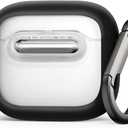 SURITCH Magnetic Cases for AirPods 4 Earbuds, Compatible with MagSafe, Shockproof Cases for AirPods 4th Generation, Rugged Protective Cover with Secure Lock & Carabiner & Cleaning Kit, Black