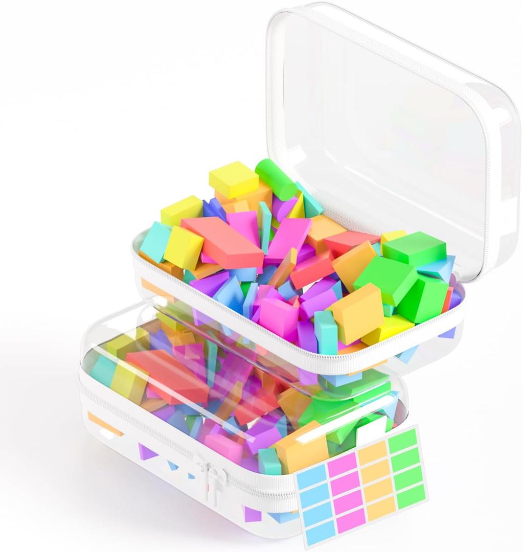 Mihkiom 2 Pack Clear Hard Shell Zipper Case, BIiss Plastic Bins for Organizing, Clear Zipper Pouches Makeup Case & Lidded Storage Bins for Cosmetics, Puzzles, 7 x 4.3 x 2.4 Inch (White)