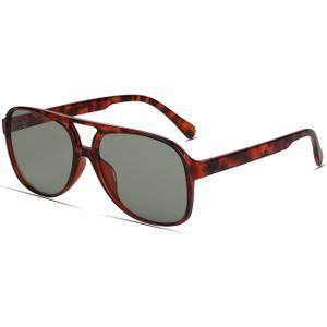 Freckles Mark Vintage Retro 70s Sunglasses for Women Men Classic Large Square Aviator Trendy Glasses (Black)