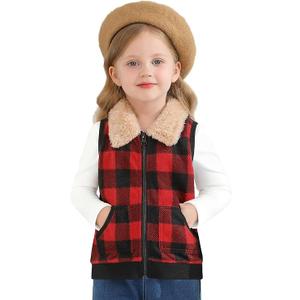 Toddler Girls Boys Fleece Vest Winter Warm Clothes Buffalo Plaid Christmas Jacket Kids Puffer Quilted Gilet Coat (2T, Red-Black Plaid)