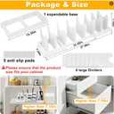 MinBoo Bamboo Expandable Pot Lid Organizer, Pot and Pan Organizer Drawer Organizer for Pot Lids, Adjustable Dividers for Kitchen Cabinet Organizers and Storage,White,Small