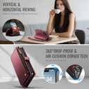 Defencase for iPhone 16 Plus Magnetic Wallet Case Compatible with Magsafe with RFID Blocking Zipper Strap Card Holder for Women Men PU Leather Detachable Case for iPhone 16 Plus (6.7 inch), Wine Red
