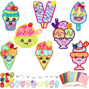 3 x WorldBazaar Ice Cream Suncatcher Crafts 16 Sets Classroom Activities