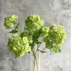 RUZUQE YalzoneMet 4pcs Viburnum Artificial Flower Snowball 26.8'' Long Stem Green Small Hydrangea Flower Real Touch Lifelike Latex Flower for Home Christmas Decoration Xmas Table Flower