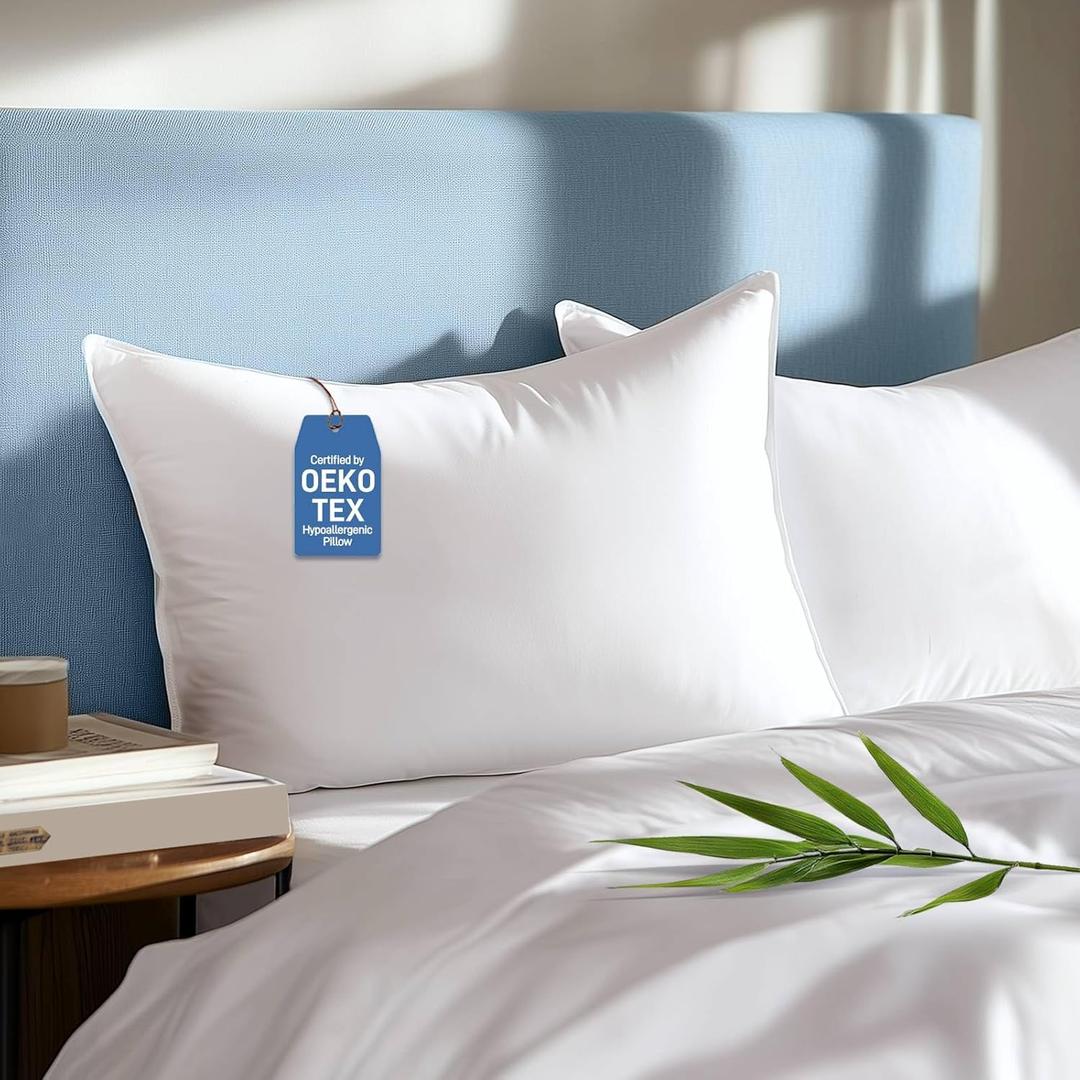 Sylvaris Hypoallergenic Bamboo Viscose Extra Soft Pillows with Down Alternative Filling, Queen Size Set of 2, Breathable Luxury Hotel Quality for All Sleeper, Oeko-Tex Certified,Machine Washable