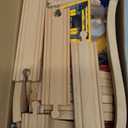 Play22 Wooden Train Set Toddler Toys - 38 Pieces Wood Train Track Set for Toddlers 3-4 Years with Crane, Bridge & Accessories