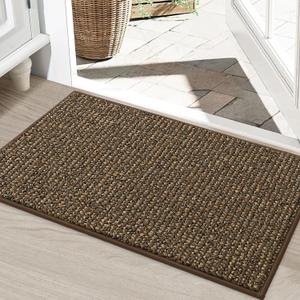 BEQHAUSE Dirt Trapper Door Mat 24" x 36", Non-Slip Washable Doormats Entrance Mat, Dirt Resistant and Absorbent Welcome Mat, Low Profile Floor Mats for Front Back Door and Entryway, Brown