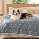 Bedsure Waterproof Blanket for Bed - Soft Print Sherpa Fleece Pet Cat Dog Blankets for Large Dogs Couch Protection, Soft Plush Reversible Furniture Protector, Twin Size, 60"x80", Anchor Gray