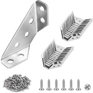 PlusRoc 24-Pack Universal Stainless Steel Furniture Corner Connectors with Screws - Heavy Duty Triangular Support Brackets for Wood Furniture, Drawers, Cabinets, Tables, and Chairs