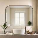Delma Bathroom Vanity Mirror,30" x 40" Black Metal Framed Wall Mirror for Over Sink, Living Room, Bedroom,Entryway Decor