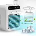 Portable Air Conditioner, 25W Rechargeable Mini Evaporative Cooler with Dual Mist & 2 Wind Speeds, Personal Cooling Fan for Small Room, Bedroom, Office, Outdoor Camping