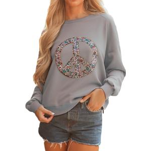 KevaMolly Women Floral Peace Drop Shoulder Sweatshirt (XXL)