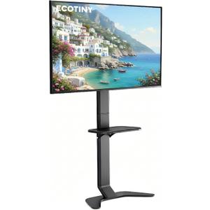 Ultra Slim Floor TV Stand for 3786 Inch TVs, Modern Curved Base with Shelf, Adjustable Height & Tilt, Space-Saving Design with Cable Management, Fits VESA 600x400mm, Black