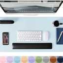 Mouse Pad Desk Protector Mat, Large PU Leather Office Desk Mat, Non-slip Desk Pad for Keyboard and Mouse, Waterproof Desk Blotter Pad for Writing, Wide & Smooth Laptop Desk Pads, Baby Blue (17X36)