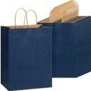 Mr. Pen- Paper Gift Bags with Handles, 32 Pack, 7.6" x 4.7" x 10.6", Medium Kraft Easter Gift Bags with Handles Bulk, Ideal for Gifts, Weddings, Baby Showers, Birthdays, Shopping, Party Favor (Navy Blue)