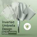 QWB TUMAAOTU Lightweight Compact Inverted Umbrella Windproof Auto Open Close  5-Second Quick Fold Design for Women & Men, 8 Ribs Strong Travel Umbrellas for Rain & Sun, Fits Backpack & Car (46 IN, Mist Green)