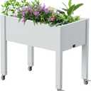 Horticulture Raised Garden Bed with Legs, Divisible Raised Resin Planter Box for Backyard, Patio, Balcony, with 4 Legs, 4 Swivel Lockable Wheels(Ashen,30.04 * 17.72 * 28.9)