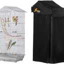 Perfitel Small Bird Cage Cover(Black) Good Night Black-Out Cover for Birdcage with Roof Top Durable Breathable Washable Material (18x14x 39) inches(cage is not Included) (18 * 14 * 40, U-Shaped)