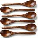 Handmade Wooden Spoons for Eating, Japanese Ramen Spoon Set with Long Handle, Perfect for Rice, Desserts, and Cooking - Stylish Kitchen Utensils (6 PCS)