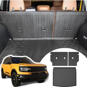 Cargo Liners Rear Trunk Mat for Ford Bronco Sport Accessories 2021 2022 2023 2024 2025 2026 with Hook&Loop All Weather Anti-Slip Split Dog Liner 3PCS