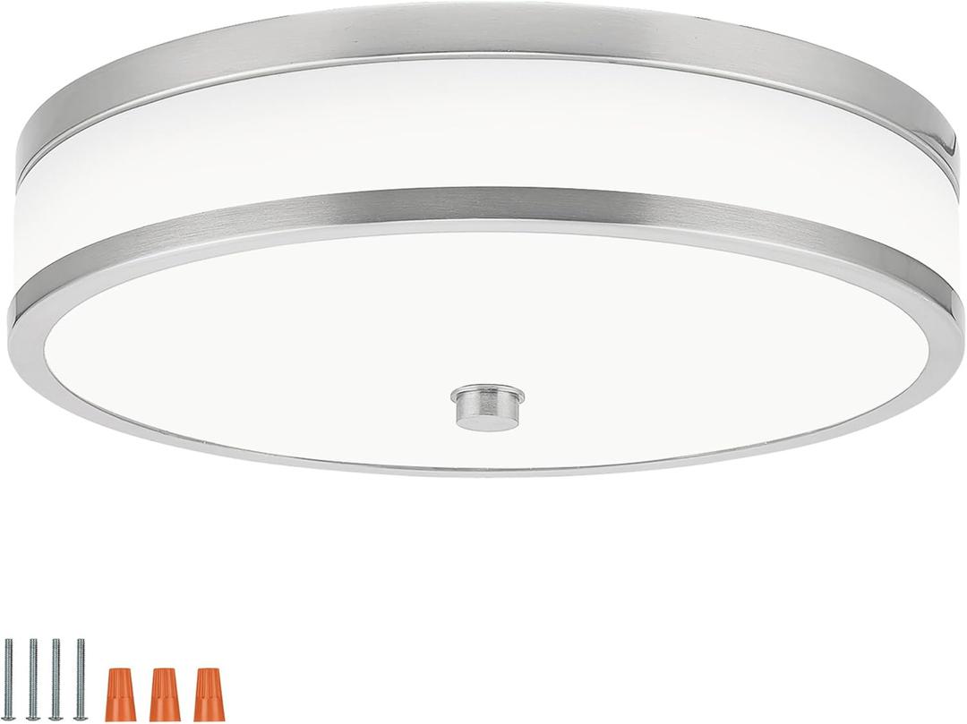 Design House Donohue 15 Inch Integrated LED Ceiling Light, 3 Color Temperature, Flush Mount, Dimmable, Nickel, 587501