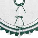 Christmas Tree Skirt, Knitting Christmas Tree Skirt Trees Ground Cover 71cm with Button Fastening for Seasonal Holiday Festival Decors