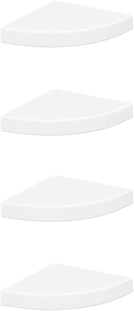 vidaXL Floating Corner Shelves 4 pcs White 9.8"x9.8"x1.5" MDF, 25 x 25 x 3.8 cm/4x