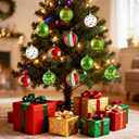 Christmas Ball Ornaments for Tree Decorations, 12 Pcs Big 3.15" Glitter Plastic Red and Green Hanging Ball Ornaments for Xmas Tree Home Winter Holiday Party Decor Indoor