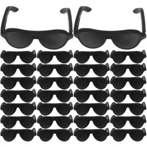 Mini Sunglasses Dollhouse Activities Mini Sunglasses Doll House Kitchen Tiny Doll Glasses Doll Heads for Crafts Doll Black Plastic 65Pcs