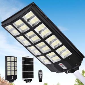 4800W Solar Street Lights Outdoor, Wide Agnle Street Light Dusk to Dawn, 6500k Solar Commercial Lights Outdoor High Lumen with Motion for Parking Lot, Dirveways