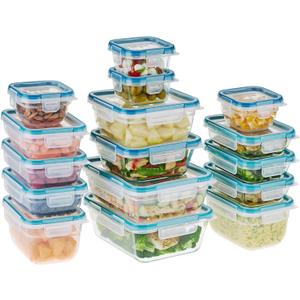 Snapware Glass & Plastic Mix Total Solution (16-Pack) Food Storage Containers Set, Meal Prep Containers with Plastic BPA-Free Lids & 4 Locking Tabs, Microwave, Dishwasher, and Freezer Safe