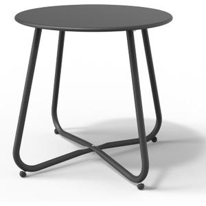 Black Patio Side Table, 18" Weatherproof Steel Outdoor Indoor Side Table for Garden, Balcony, Pool & Tailgate, Rust-Resistant Lightweight Portable Patio End Table