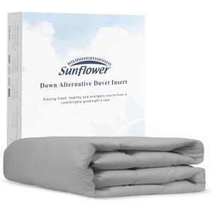 sunflower Full Size Silver Gray Comforter Lightweight Down Alternative Filling 100% Cotton Shell Bedding Full Comforter Blanket for Hot Sleepers with Corner Tabs Soft Breathable Machine Washable