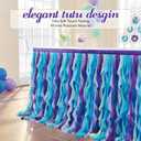 leegleri 6FT/72inch Mermaid Curly Willow Tulle Ruffle Table Skirt Rectangle Tables or Round Tables, Blue Tutu Table Skirt for Baby Shower Baby Shark Birthday Party