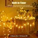 Minetom Star String Lights Battery Operated - 17 ft 50 LED Star Fairy String Lights with Timer, Waterproof for Indoor Bedroom Tent Loft Bed Patio Party Wedding Ramadan Decorations, Warm White