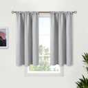 BGment Light Grey Short Curtains 45 Inches Length for Kitchen - Rod Pocket Blackout Drapes for Bedroom Rv Camper Cafe Room Darkening Privacy Blinds Thermal Insulated, 2 Panels, 34 x 45 Inch