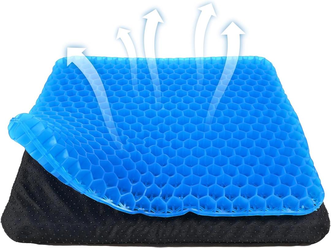 Yimiyaa Gel Seat Cushion, Double Thick Egg Gel Cushion for Pressure Pain Relief, Breathable Wheelchair Cushion Chair Pads for Car Seat Office Chair Blue