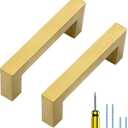 Ravinte 20 Pack Gold Cabinet Pulls 3 Inch Brusehed Brass Kitchen Cabinet Handles Gold Square Kitchen Hardware for Cabinet (3 In Hole Center)