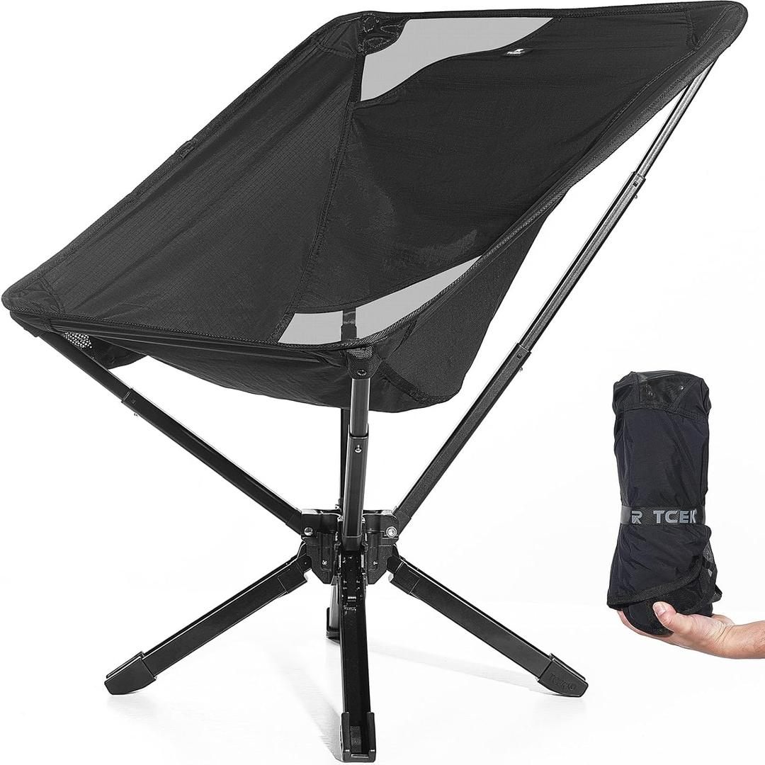 Adjustable Portable Camping Chair RiseLite Lightweight Compact Folding Chair for Adults, Collapsible Camp Chairs That Folds Up Small, Easy Carry for Travel, Outdoor, Sports, Backpacking, Hiking (25.2"D x 24.6"W x 31.3"H, Black-low)