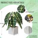 Muhanjia Artificial Potted Plant, Lifelike Faux Greenery in Decorative Cement-Look Square Pot for Indoor Home Decor Centerpieces (Alocasia)
