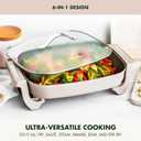 GreenPan Advanced 12 X 15 Electric Skillet with Lid, 7QT Capacity for Family Meals, Healthy Ceramic Nonstick PFAS-Free Coating, Fry, Saut, Steam, Simmer, Sear, Stir Fry, Dishwasher Safe, Clay
