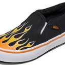 Vans Kids' Asher Slip-on Shoe (10.5 Big Kid, Flame Black)