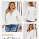 Eytino Womens Plus Size Tops Lantern Long Sleeve Lace V Neck Dressy Casual Blouse Loose Tunic Shirts(1X-5X) (White, L)