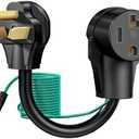 Strightinc 4 Prong to 3 Prong Dryer Plug Adapter with Green Ground Wire, Connects 4-Prong New Dryer Female to 3 Prong Old Dryer Male Receptacle, 10-30P to 14-30R Dryer Adapter