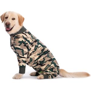 Dog Pajamas Jumpsuit for Medium Large Dogs,Lightweight Dog Pjs Clothes Apparel Onesies,Shirt for Large Size Dogs After Surgery, Full Belly (26, Green Camo) (26 (Dog needs to run, must buy a bigger size))