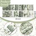 Ganeen 100 Pcs Sage Green Fabric Roll for Rug Batting Greenery Fabric Strips Jelly 2.56 Inch Leaves Floral Precut Quilting Square Bundle for Spring Patchwork Materials Blanket Purse Sewing DIY Crafts